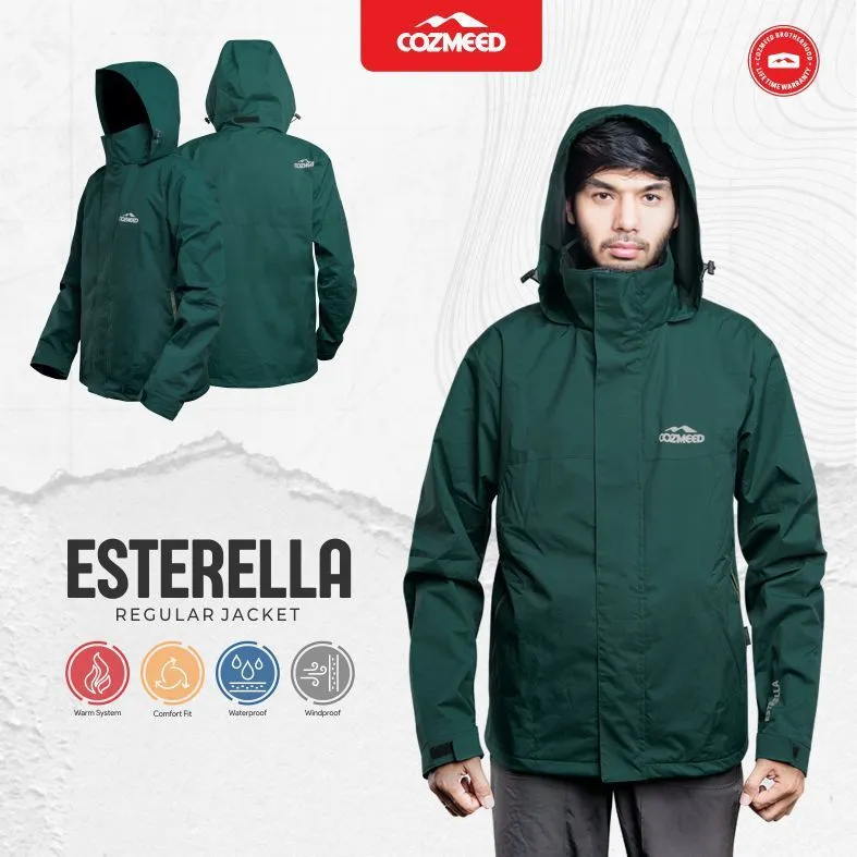 Cozmeed Jaket Gunung Gorpcore Waterproof Pria Wanita Outdoor Hiking Travelling Anti Air Windproof Estrella Hijau Emerald