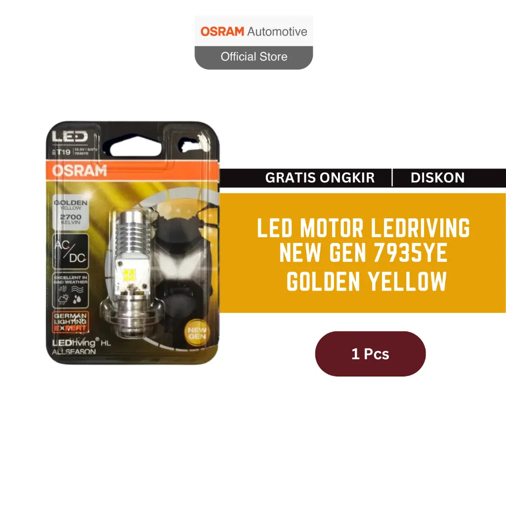 Osram Lampu LED Motor 7935YE M5 H6 K1 New Gen Golden Yellow