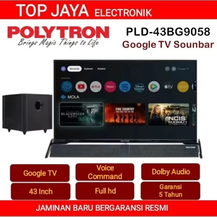 TV ANDROID POLYTRON 43 INCH GOOGLE TV SOUND BAR/TV ANDROID 43 INCH POLYTRON SOUND BAR SMART ANDROID GOOGLE TV