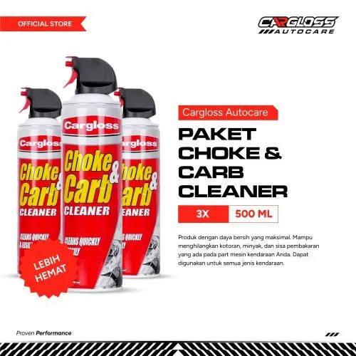 Paket Bundling 3 Klg Cargloss Choke & Carb Cleaner 500 ml - Pembersih Karburator