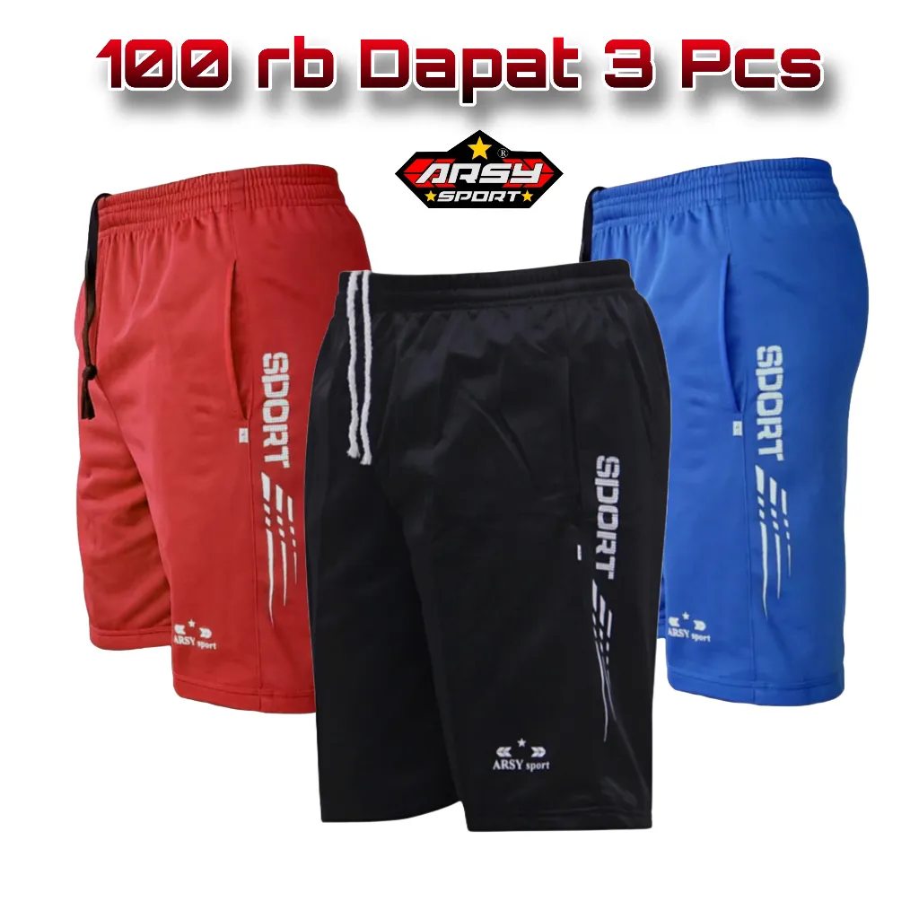 Arsy Sport - 100K 3 Pcs Celana Pendek Olahraga - Celana Kolor Pria
