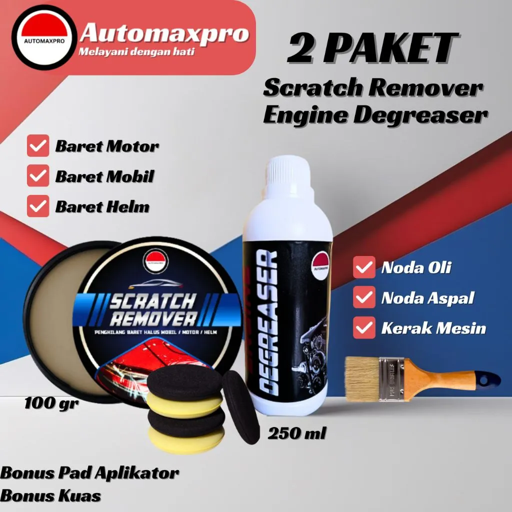 Automaxpro AMP Paket Bundling Engine Degreaser (250ml) & Scratch Remover Kompon (100gr)
