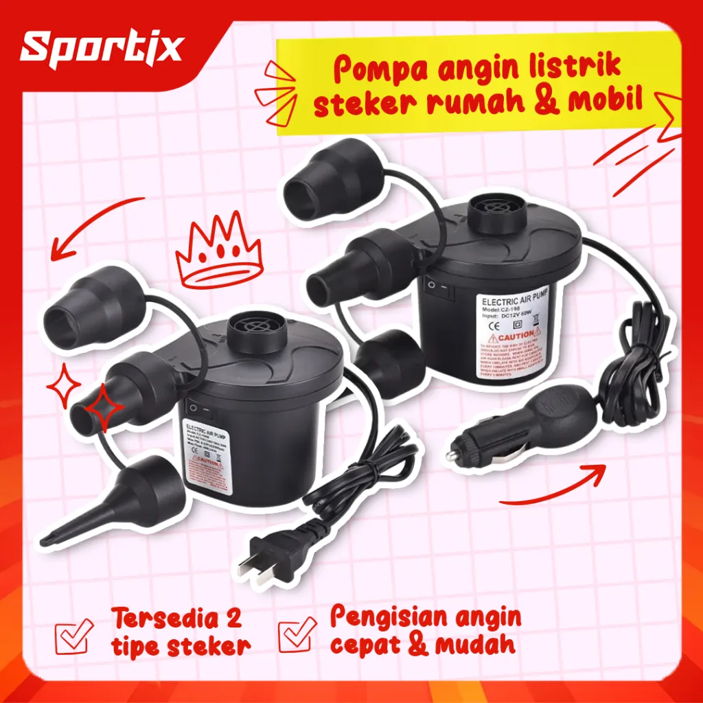 Sportix- Pompa Angin Elektrik Vacuum Angin Listrik Electric Air Pump Universal