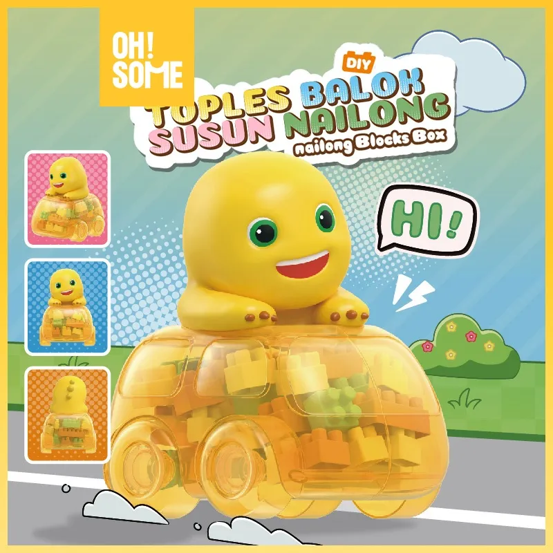 OHSOME - Mr. Man Nailong Building Blocks Car 50pcs / Block Mainan Balok Susun DIY Nailong Mobil 50 pcs / Blok Susun 50 pcs Nailong Mobil Bahan ABS Kuat Tahan Lama