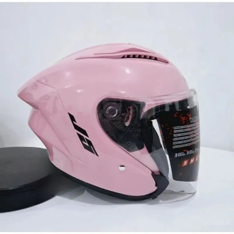 Helm Half Face Mla ST15 Solid Pink Kaca Clear Helm Terbaru Helm Dewasa Pria Wanita Kekinian Bisa COD.