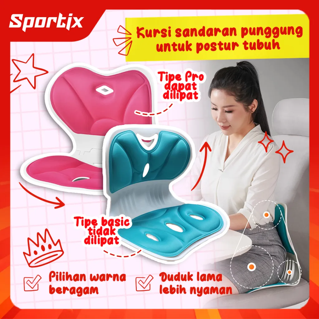 Sportix - Sandaran Kursi Penopang Postur Tubuh Penyangga Punggung Chair Penyangga Portable Postur Penopang Punggungg Portable Chair Posture