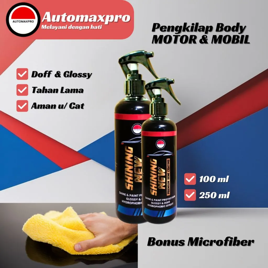 Automaxpro Pengkilap Body Mobil & Motor, Pembersih Doff Matte, Glossy, Efek Daun Talas, Daya Tahan Lama varian (100ml & 250ml)