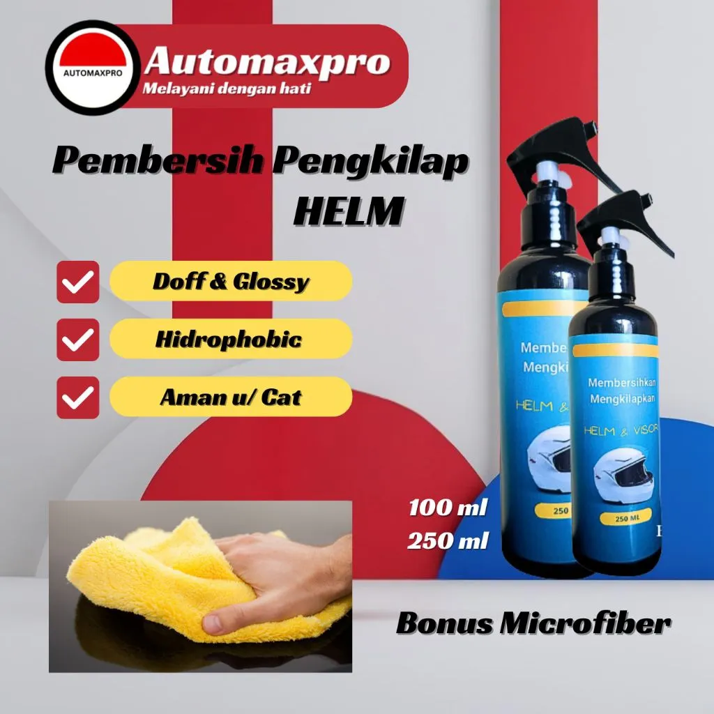 Automaxpro AMP Pembersih Pengkilap Helm & Visor Helm Cleaner aman doff & glossy (100 ml & 250ml)
