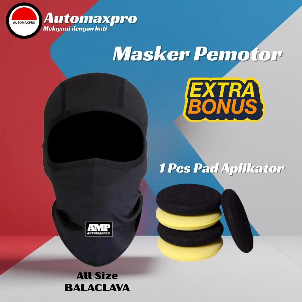Automaxpro AMP Masker Motor Balaclava Buff Ninja & BONUS PAD APLIKATOR  All Size