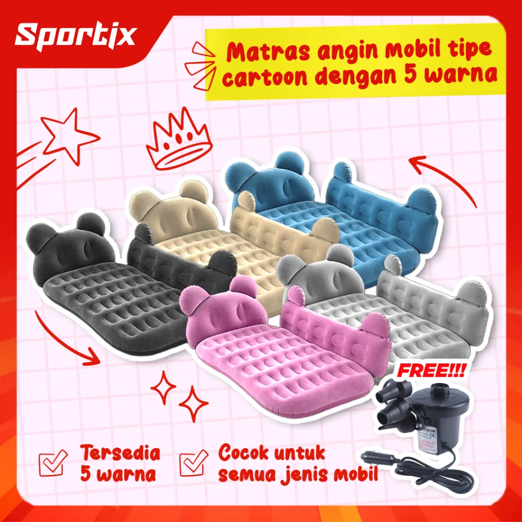 Sportix - Matras Kasur Angin Tempat Tidur Mobil Cartoon Set Car Travel Inflatable Bed