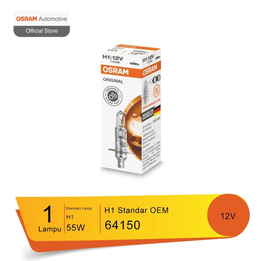 Osram Lampu Mobil H1 12V 55W Standard 64150 Original 1 Pcs
