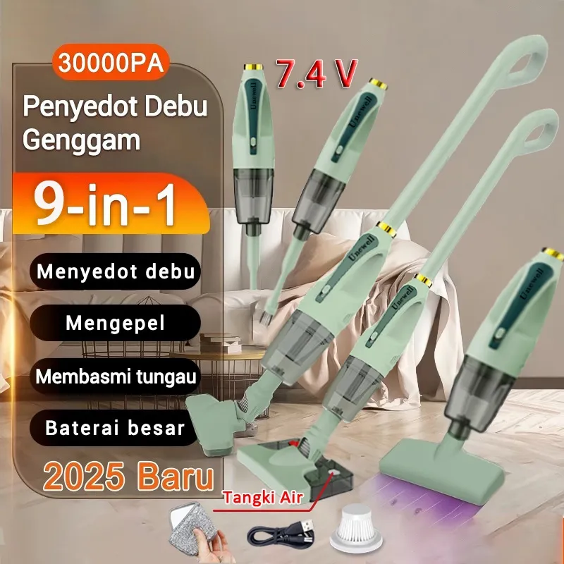 2025 Vacum Cleaner Penyedot Debu 30000Pa 7.4V 9 IN 1 Cordless Portable Mini Penyedot Debu