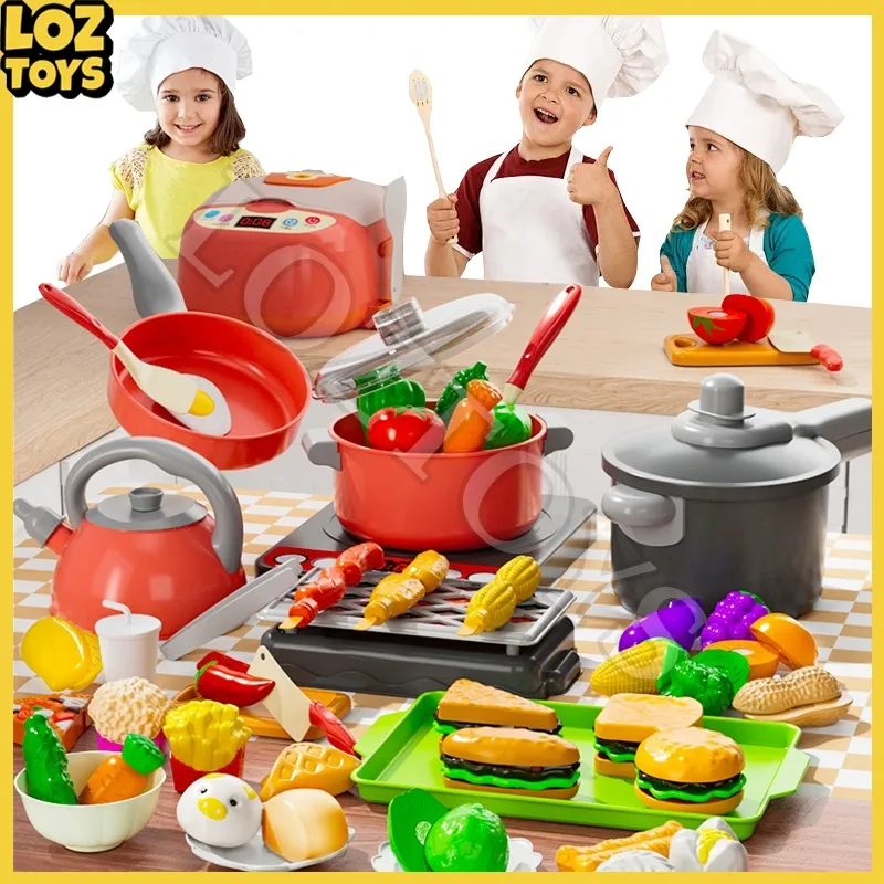 LOZTOYS Mainan Dapur Simulasi Anak 102 PCS Potong Buah Sayuran Rumah Bermain Toy Kitchen Cooking Set