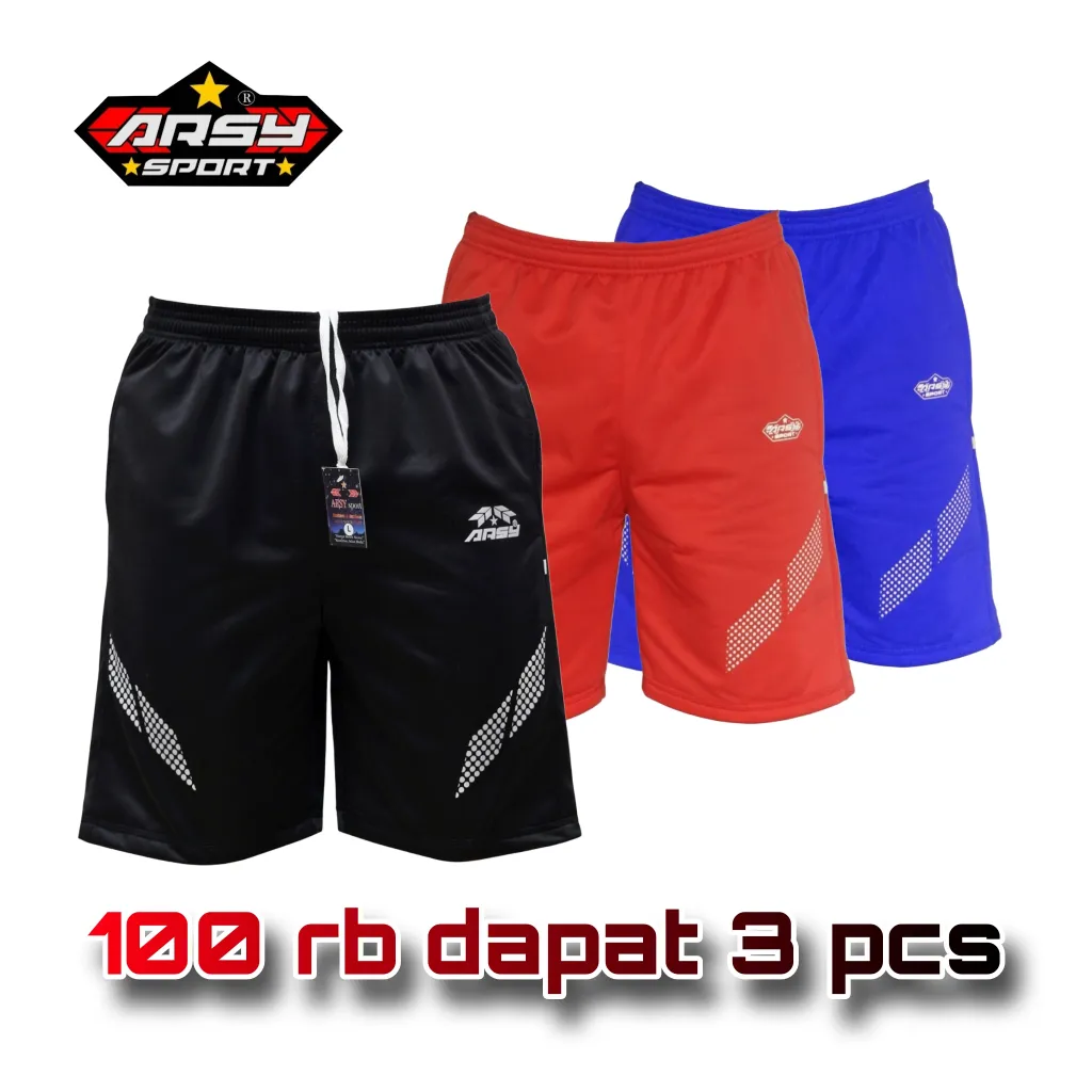 Arsy Sport - 100K 3 Pcs Celana Pendek Olahraga - Celana Kolor Pria - NK06