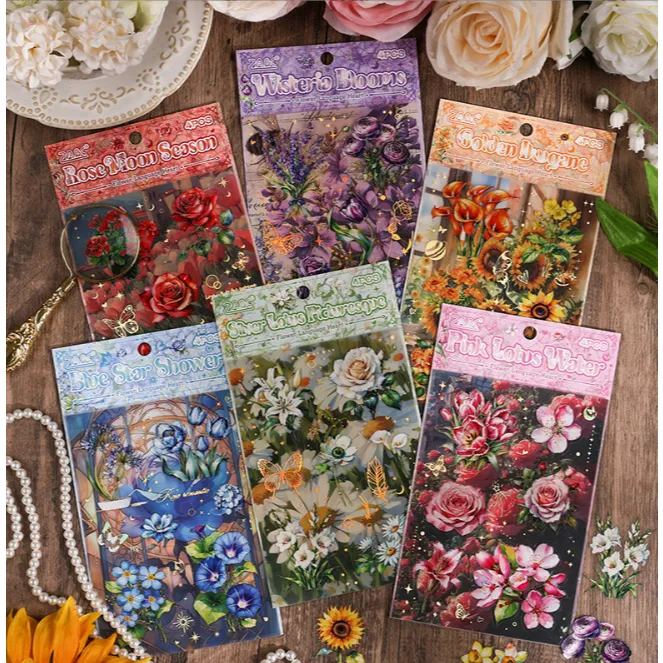ROSE Season Sticker Pack Waterproof PET Stiker Stickers Set Scarpbook Jurnaling