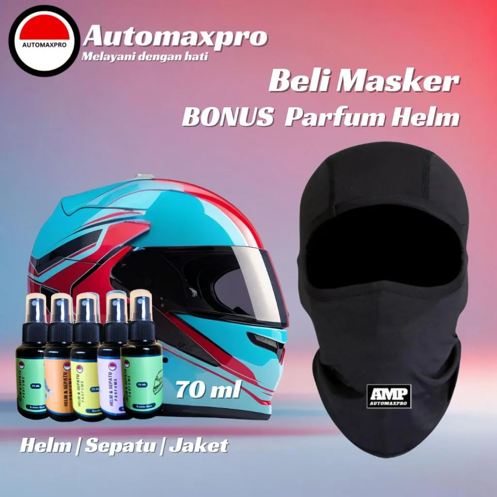 Automaxpro AMP Masker Pemotor Balaclava Buff Ninja Face Mask Motor Penutup Kepala Ojek Spandex & BONUS PARFUM HELM 1 PCS (70ml)