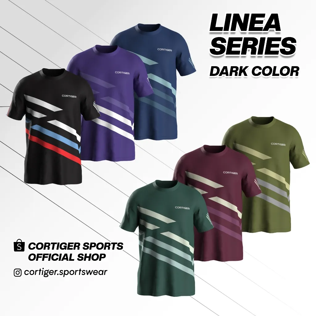 Cortiger Linea Series - Jersey Running Pria / Kaos Olahraga Pria / Baju Olahraga Pria / Jersey Premium Pria - Dark Color/Warna Gelap