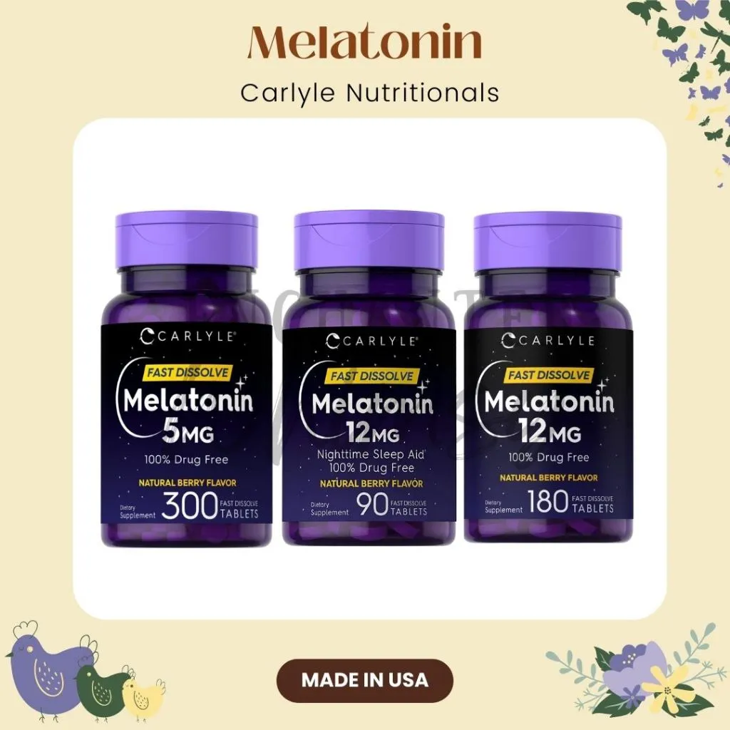 Melatonin 5mg 12mg Carlyle 90 180 300 tablet bantu siklus tidur insomnia fast dissolve 5 mg 12 mg