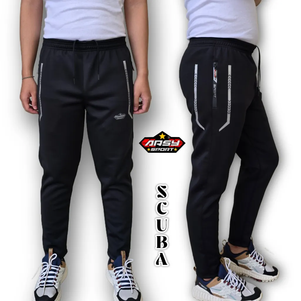 Arsy Sport - Celana Running Pria Wanita - Celana Training Panjang Bahan Scuba Elastis Cuttingan Slimfit - TRS-001