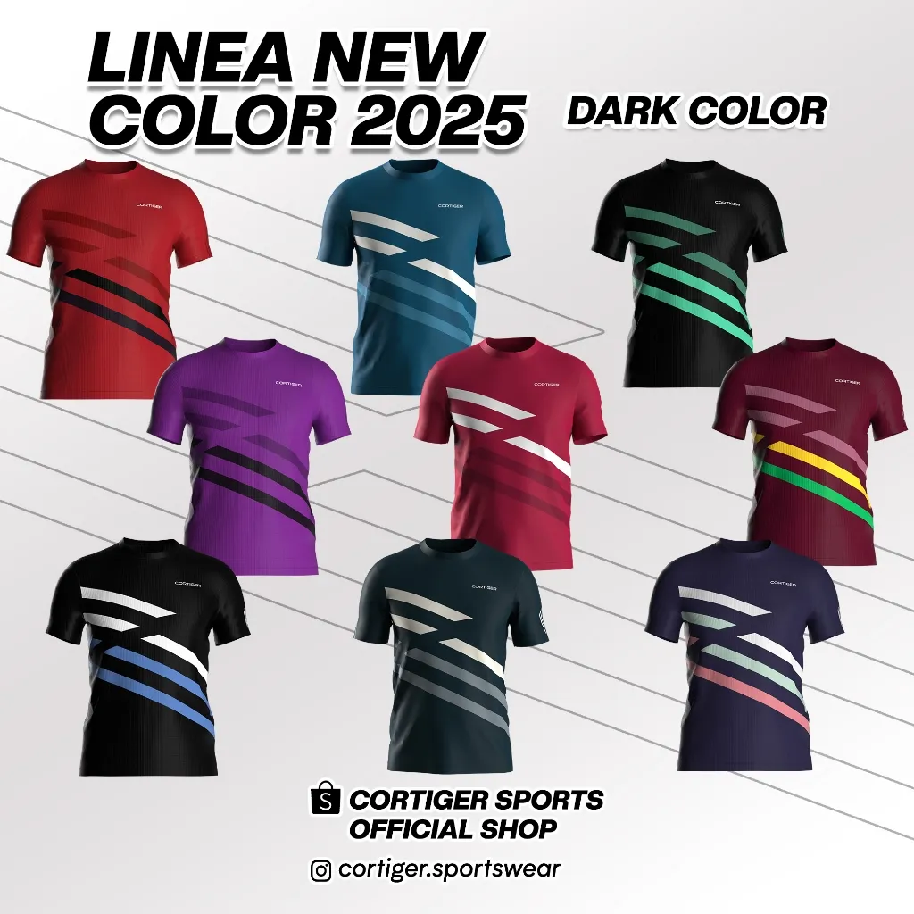 Cortiger Linea New Color 2025 - Jersey Running Pria / Kaos Olahraga Pria / Baju Olahraga Pria / Jersey Premium Pria - Dark Color/Warna Gelap