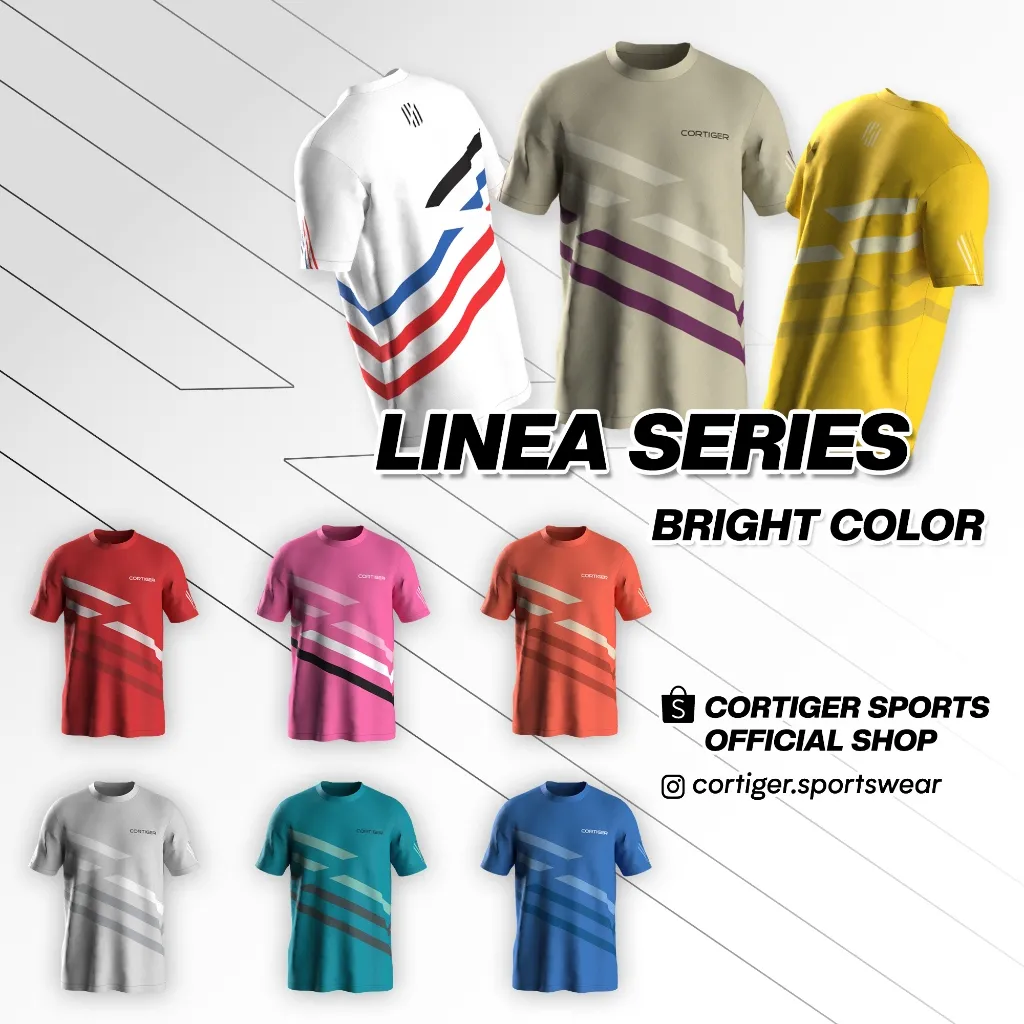 Cortiger Linea Series - Jersey Running Pria / Kaos Olahraga Pria / Baju Olahraga Pria / Jersey Premium Pria - Bright Color/Warna Terang