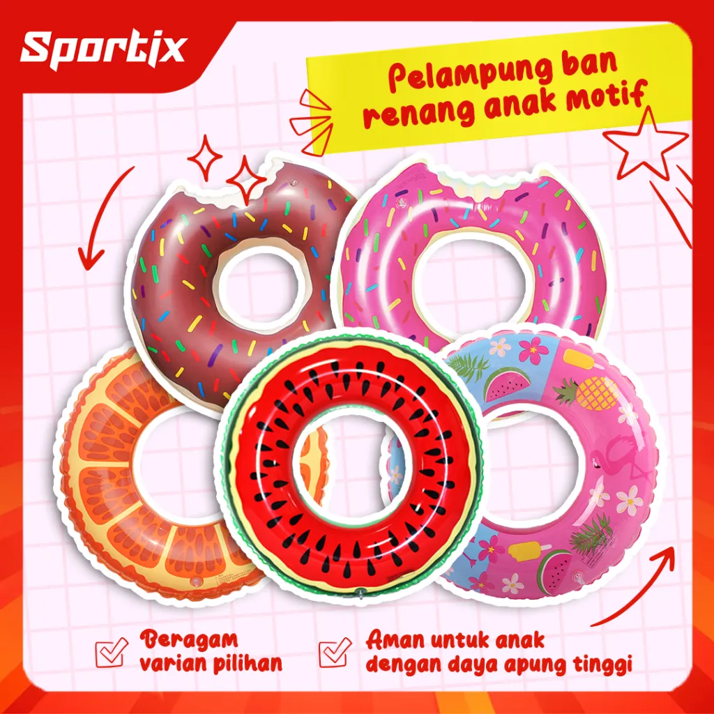 Sportix - Pelampung ban renang anak , remaja dan dewasa tebal berbagai motif