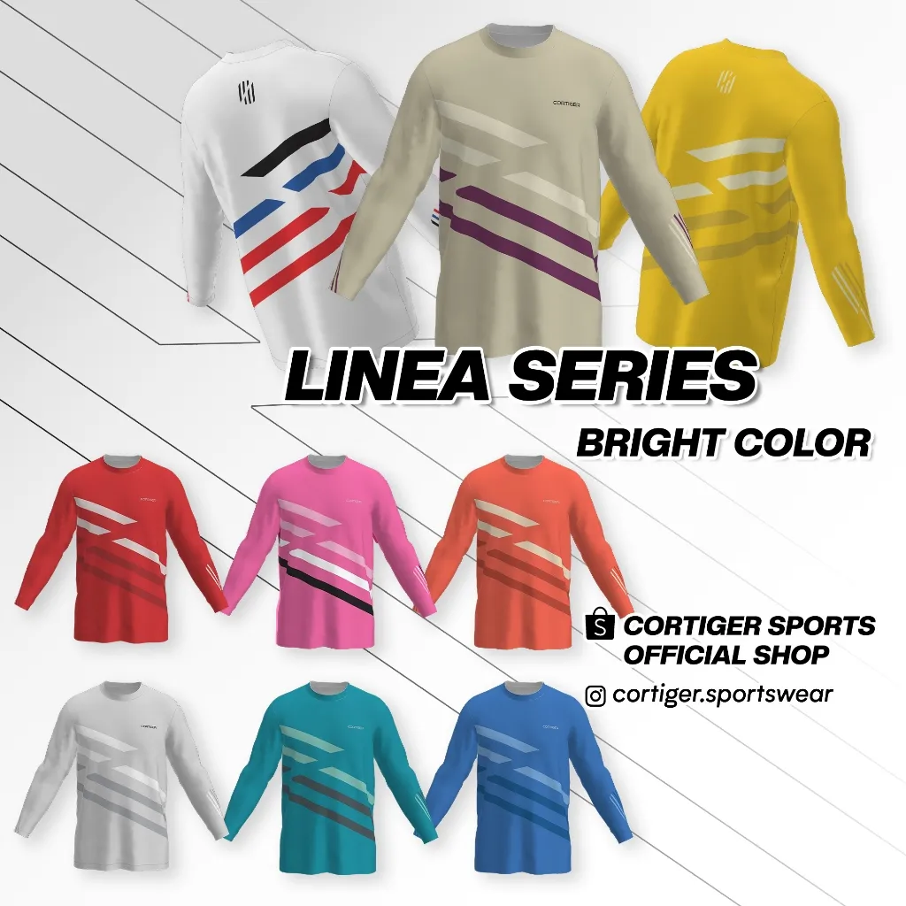 Cortiger Linea Series - Jersey Running Lengan Panjang Wanita / Kaos Olahraga Lengan Panjang Wanita / Baju Olahraga Lengan Panjang Wanita / Jersey Premium Lengan Panjang Wanita - Bright Color/Warna Terang