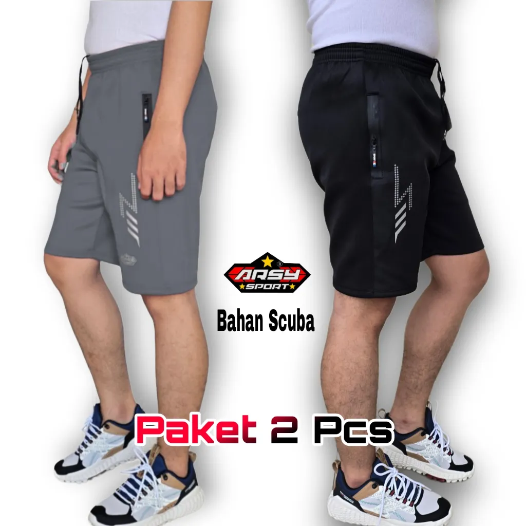 Arsy Sport - Paket 2 Pcs Celana Running Pria - Celana Pendek Olahraga Sport Short Pant Gym