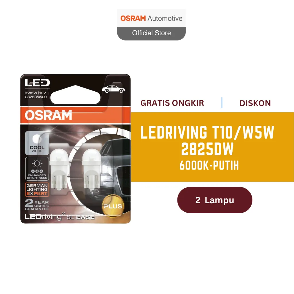 Lampu Led Senja T10 W5W Osram Retrofit 2825DW - Cool White