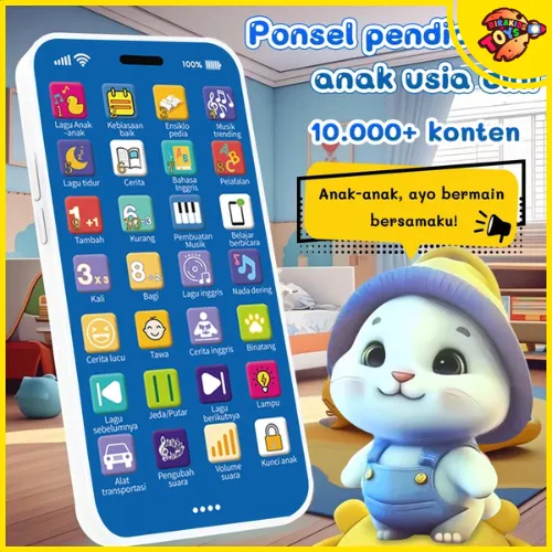 Dirakids Telepon Anak anak Indonesia 28 Tombol Modus dengan Musik dan Lampu Mainan Edukasi Anak