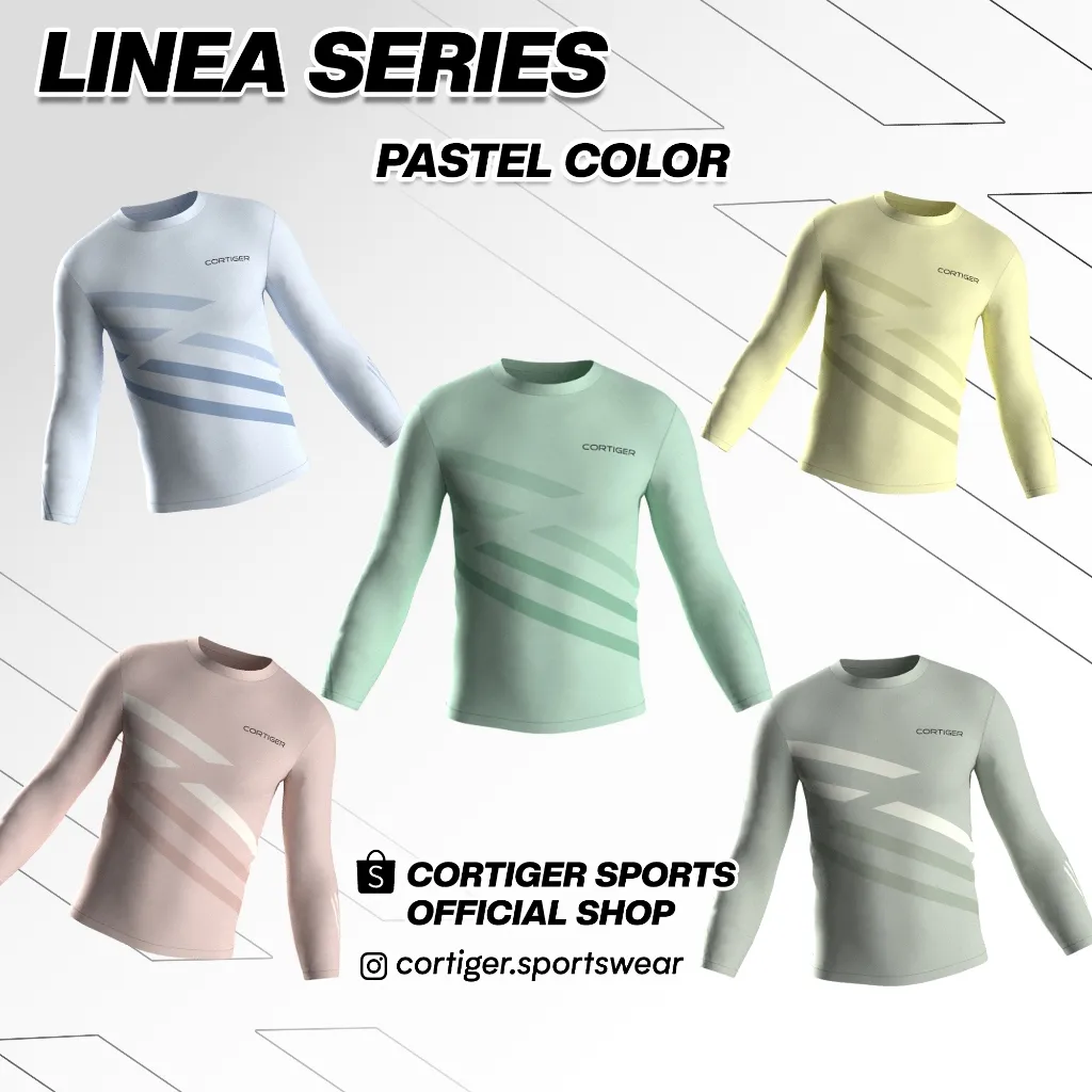 Cortiger Linea Series - Jersey Running Pria / Kaos Olahraga Lengan Panjang Pria / Baju Olahraga Lengan Panjang Pria / Jersey Premium Lengan Panjang - Pastel Color/Warna Pastel