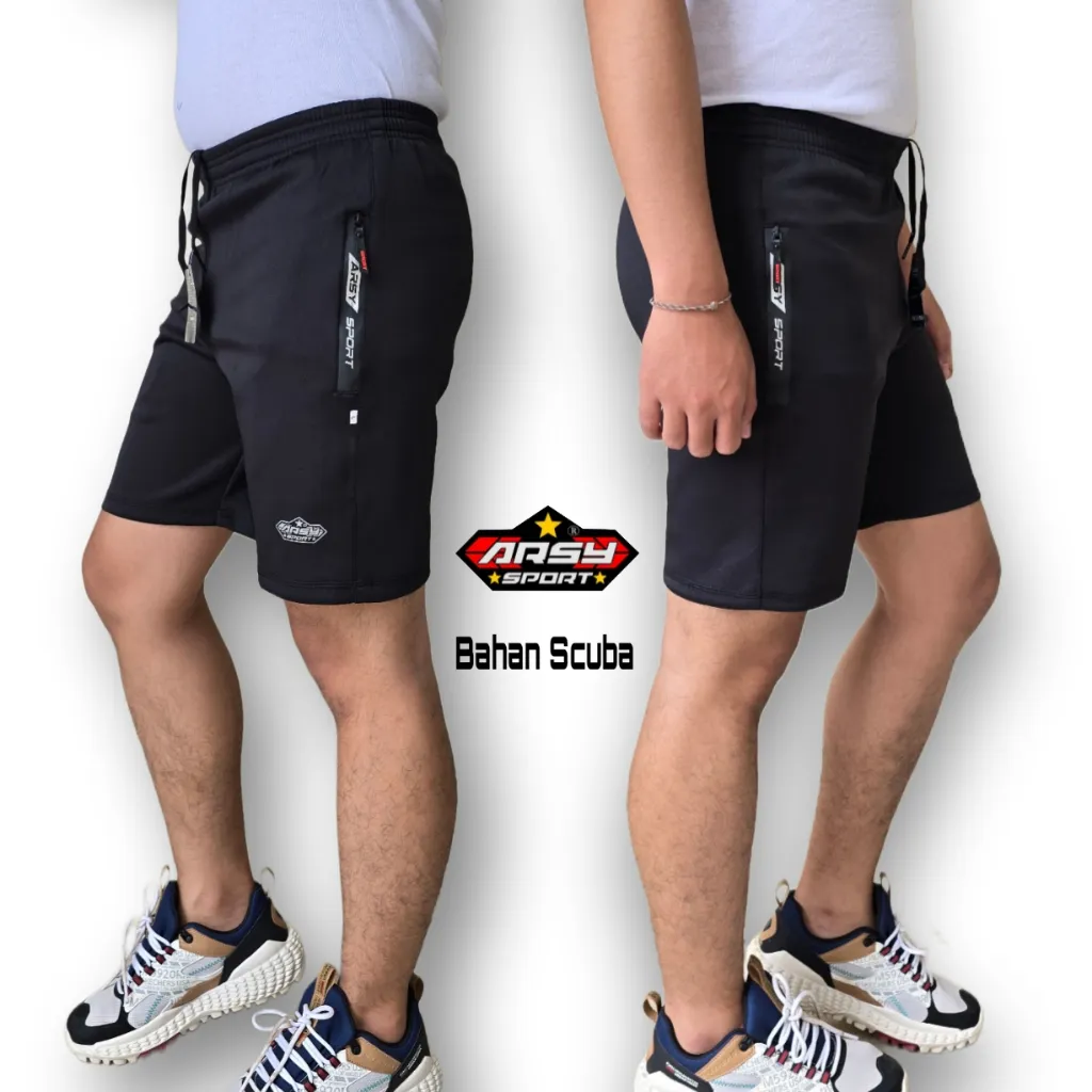 Arsy Sport - Celana Pendek Olahraga Gym Running Fitnes Volly Bahan Scuba Elastis Slimfit SC-02