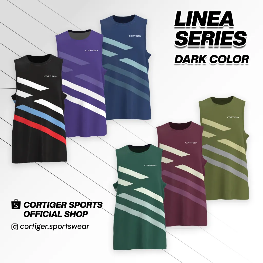 Cortiger Linea Series - Jersey Running Singlet Wanita / Singlet Olahraga Wanita / Jersey Singlet Wanita / Jersey Wanita Premium - Dark Color/Warna Gelap