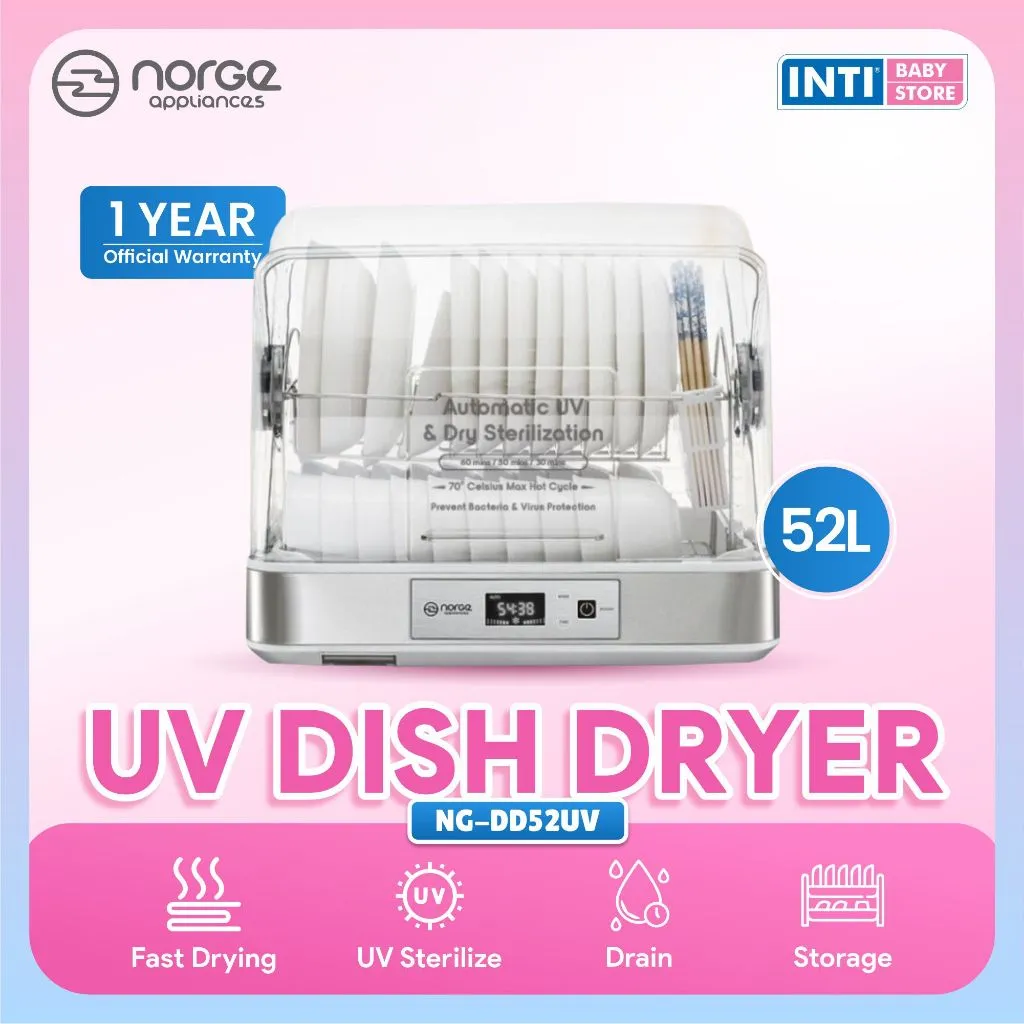 Norge - 4 in 1 Table-Top UV Dish Dryer 52L 350W (NG-DD52UV) White | Rak Piring | Pengering Piring