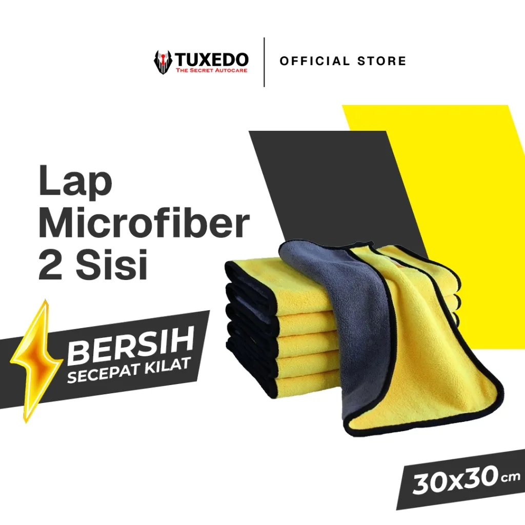 Super Kain Lap Soft Microfiber Dua Sisi Untuk Mobil dan Motor Premium Quality by : Tuxedo Autocare