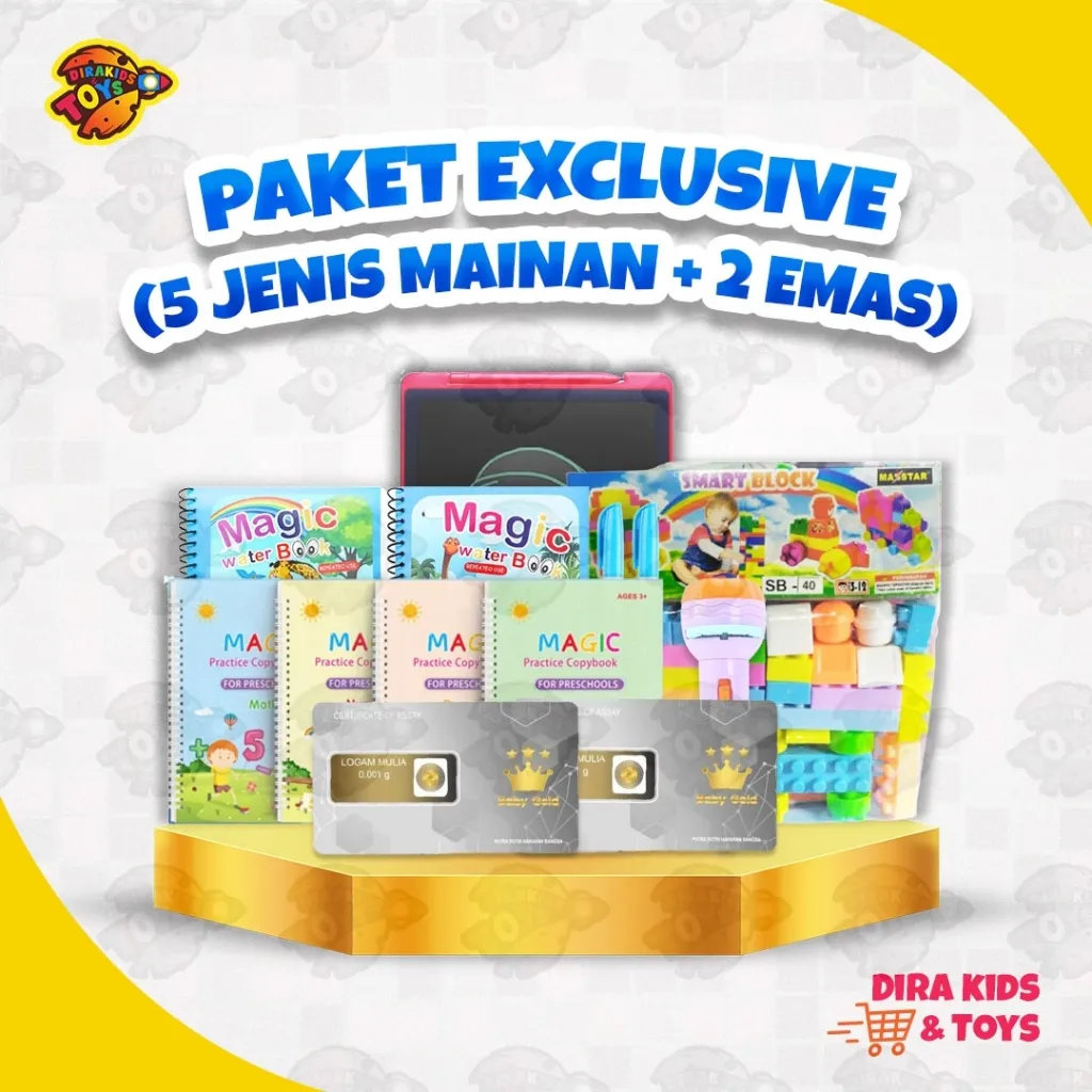 Paket Edukasi Anak 9 Item Bonus 2 Keping Emas || Mainan Edukasi Anak Paket Exclusive Bonus Emas