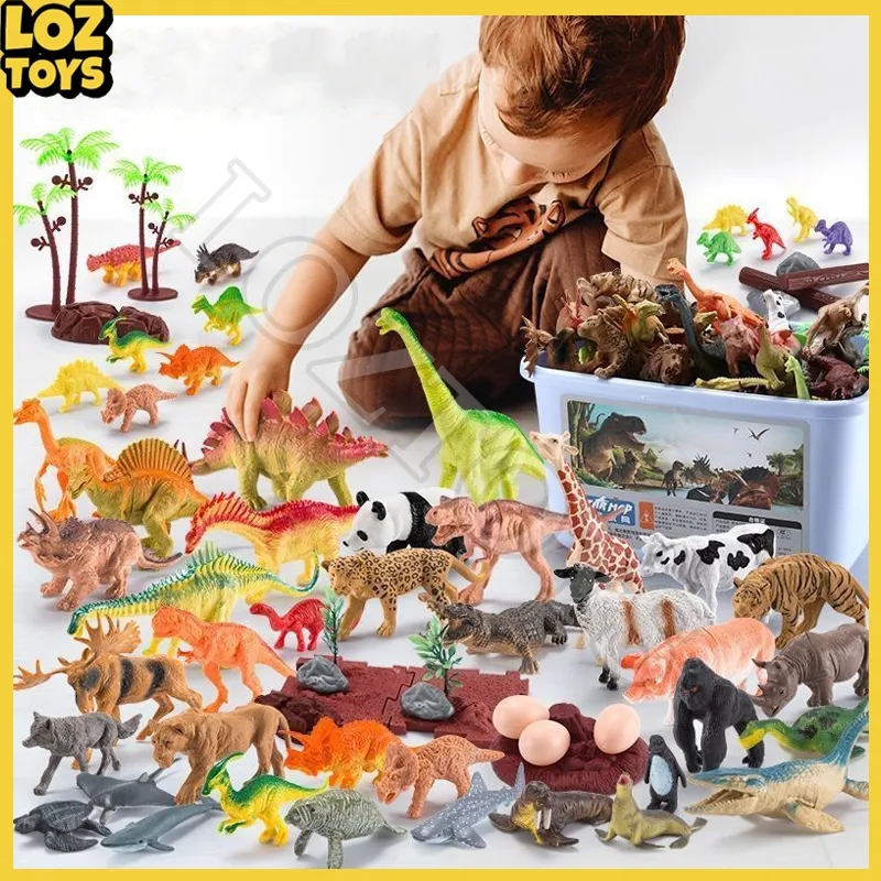 LOZTOYS Mini Binatang Karet Mainan Hewan Figurine Dino Koleksi Mainan Figure Wild Animal Set ada Box