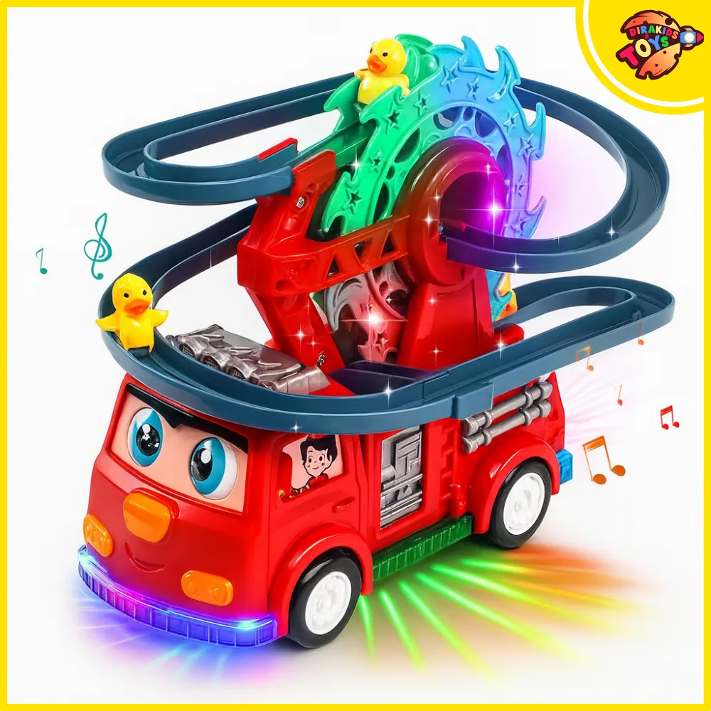 Mainan Anak Mobil Pemadam Perosotan Putar Bebek Bisa Bersuara Musik