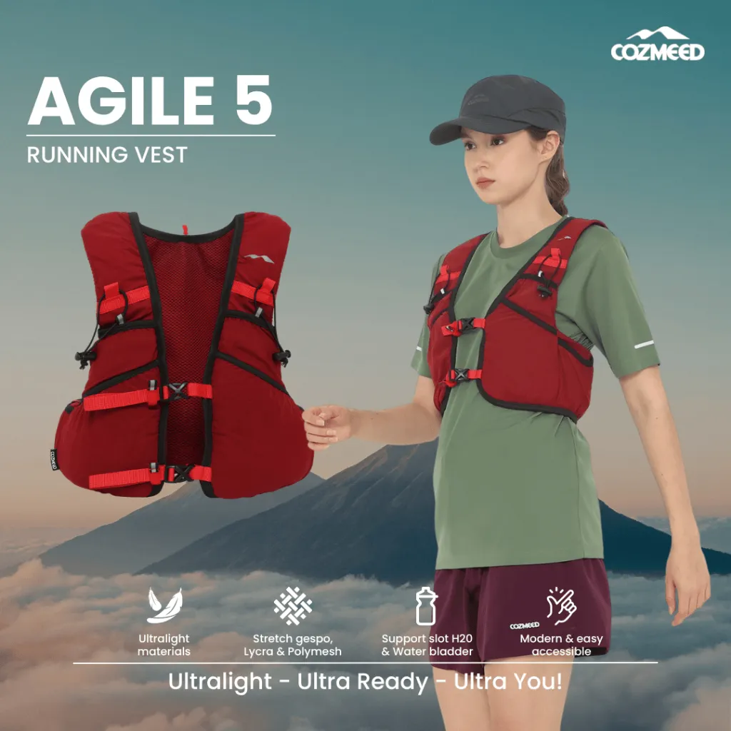 Cozmeed Vest Running Hydropack Foldable Tas Lari Ultralight Agile 5 Merah