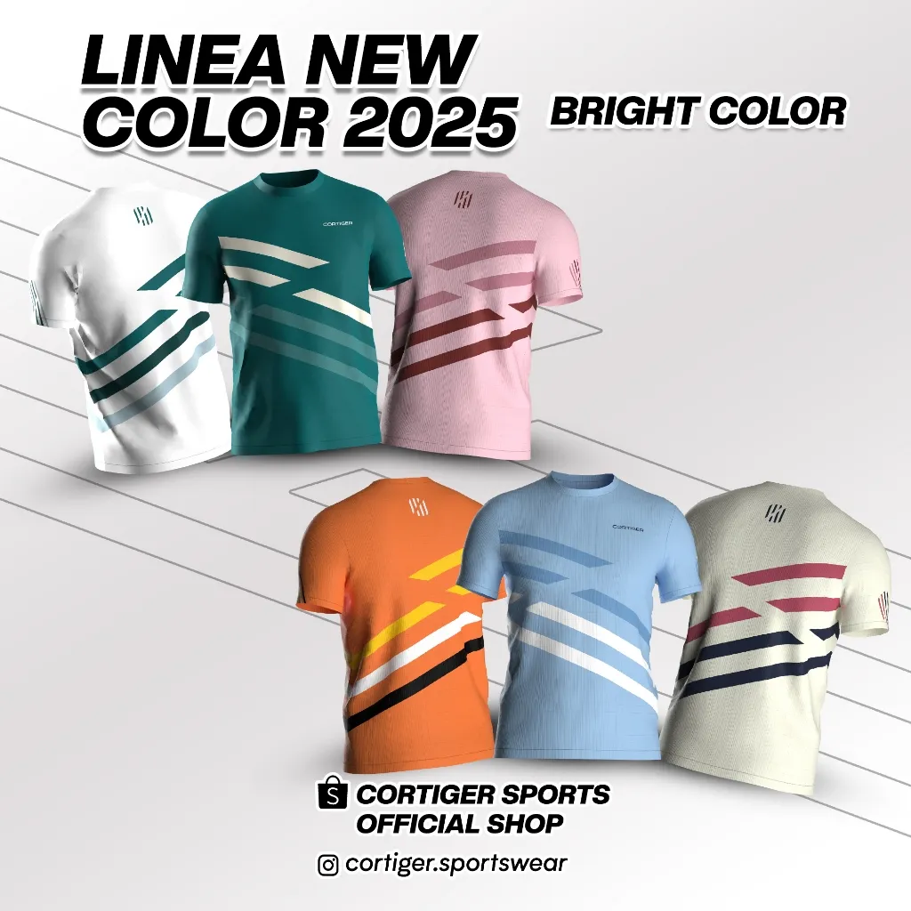 Cortiger Linea Series New Color 2025 - Jersey Running Pria / Kaos Olahraga Pria / Baju Olahraga Pria / Jersey Premium Pria - Bright Color/Warna Terang