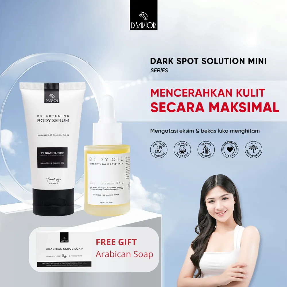 D'Savior - ( Free Gift Sabun ) Paket Dark Spot Solution Body Serum 50 Ml & Body Oil 30 Ml