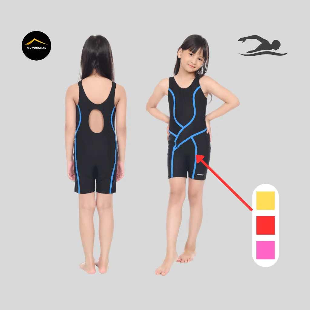 WUWUNGMAS - Baju Renang Anak Perempuan One Set 5-16 Tahun Wetsuit Swimwear Baju renang anak remaja