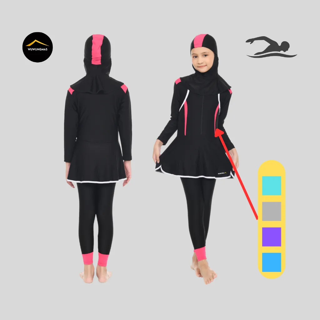 WUWUNGMAS - BAJU RENANG ANAK MUSLIMAH HIJAB SPANDEX LYCRA PREMIUM ELASTIS