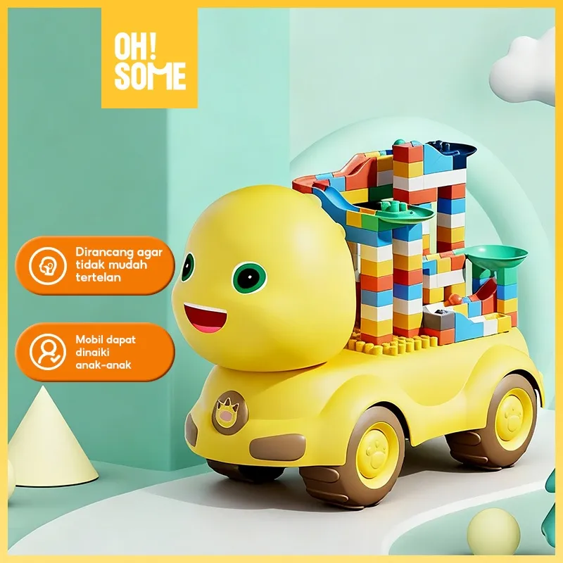 OHSOME Mr. Man Nailong Building Block Cars 124 pcs / Mainan Balok Susun DIY Nailong Bentuk Mobil 124 pcs / Blok Susun 124 pcs Nailong Bahan ABS Kuat Tahan Lama