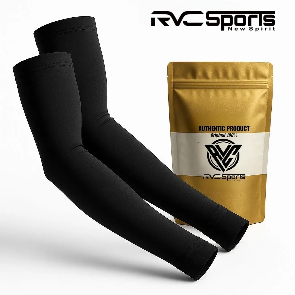 RVC Sports Manset Tangan Hitam – Pelindung Lengan Olahraga, Voli, Gym, Sepeda, Basket Melar elastis