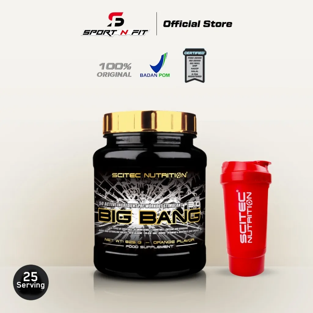 Scitec Nutrition - BIG BANG 825 Gram PRE'WORKOUT  Orange Optimum Energy