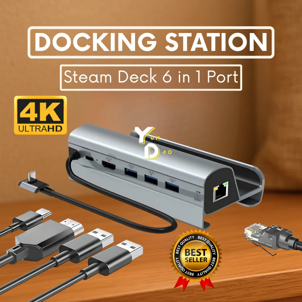 Gaming Docking Station 6 in 1 Steamdeck 60Hz Rog Ally Msi Claw Gaming Console 4K