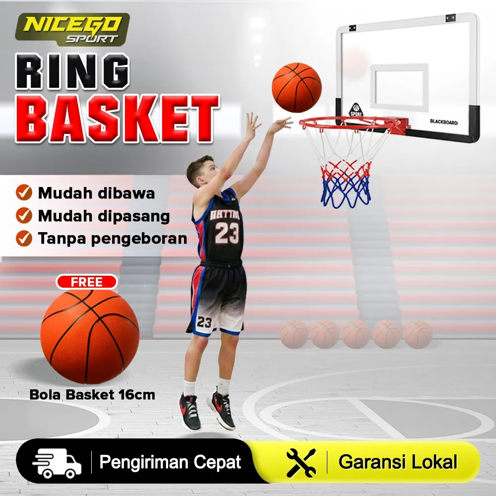 NICEGO SPORT Ring Basket Mini Hoop Tidak perlu pengeboran Ring Basket 45x30cm Indoor Outdoo