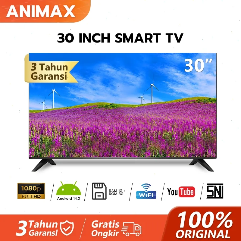 Animax Smart TV Android 27 inch 30 inch TV Smart 30 inch TV LED Digital 24 inch 22 inch Televisi Murah