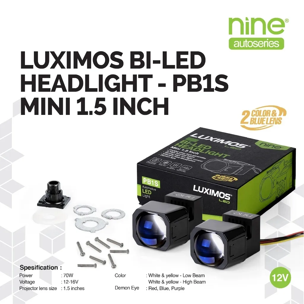 LUXIMOS Lampu Biled Projie 140W Projector Motor Mobil 1.5 Inch Devil  NINE Original PB1S -AUTOSBY